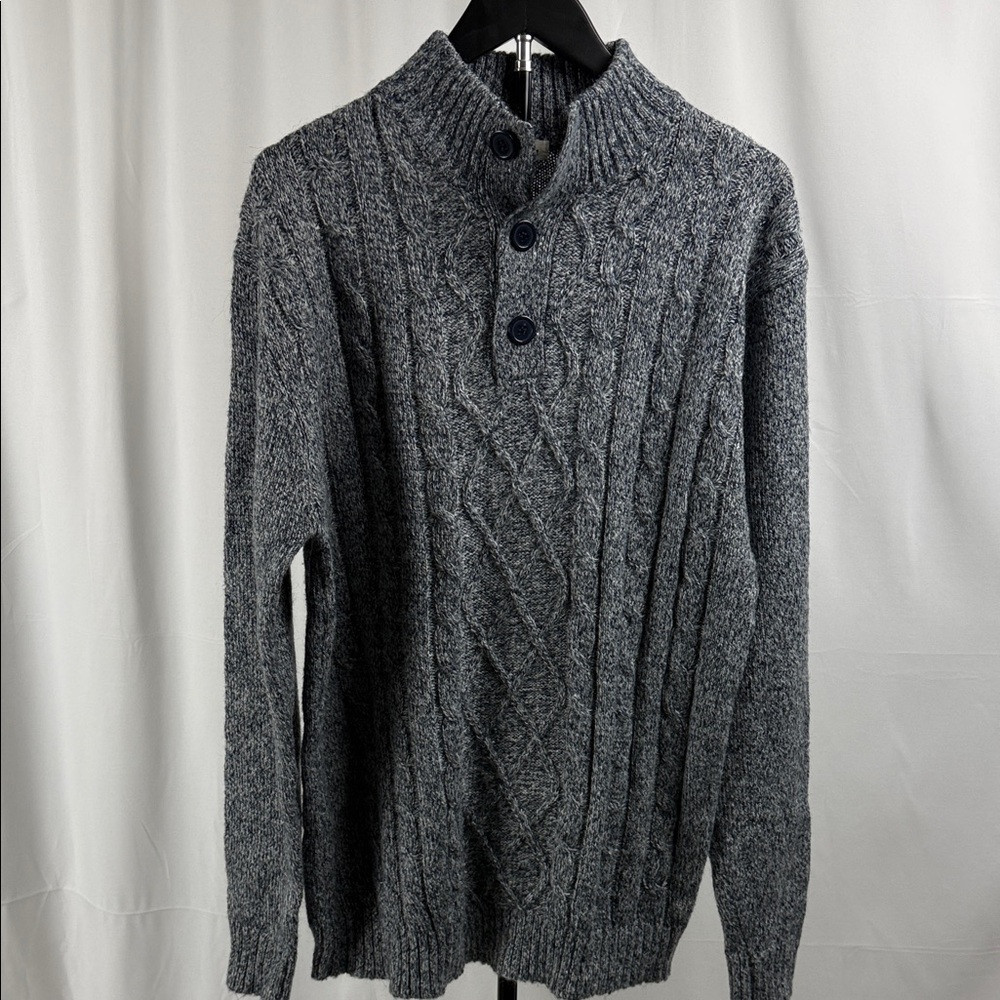 Men's Charcoal Cable Knit Sweater
